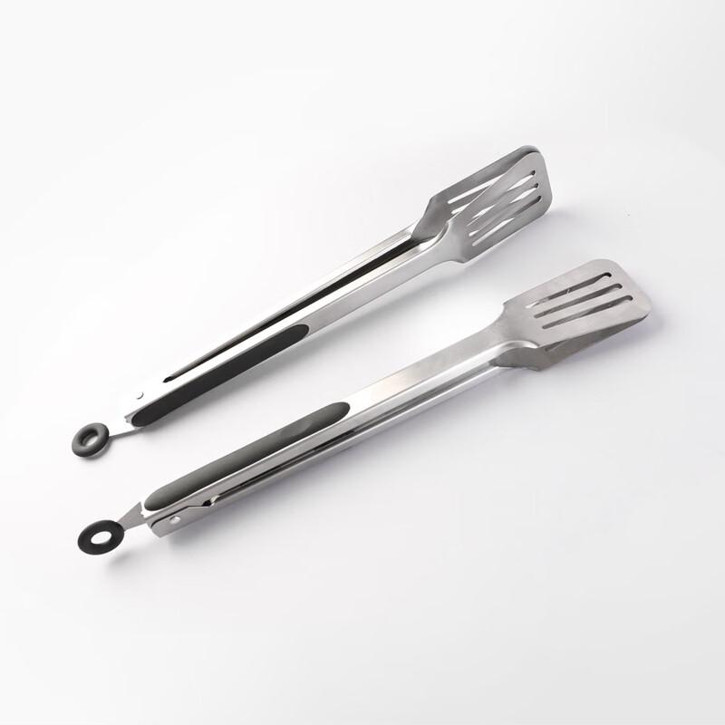 Silicone Stainless Steel Slotted Food Tongs