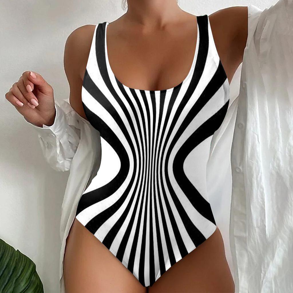 New bikini sexy skin tone one-piece bikini swimsuit printed women's swimsuit