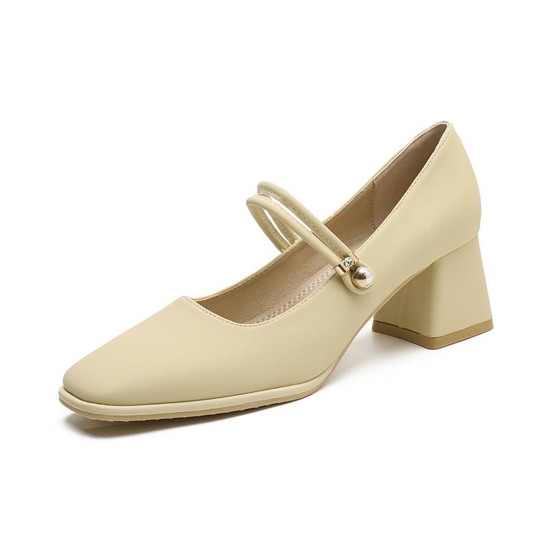 Fashion Work Mary Jane Shoes Women's Gentle Wind Light Mouth Medium High Heel Professional Single Shoes Women