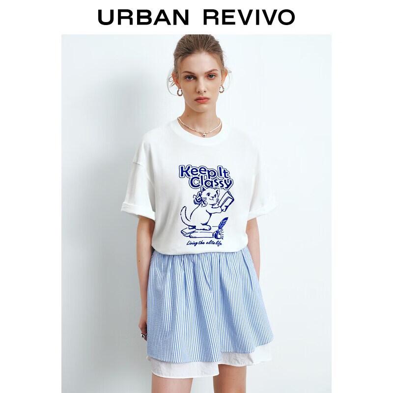 UR2026 Women s Color Block Print Round Neck T-shirt S