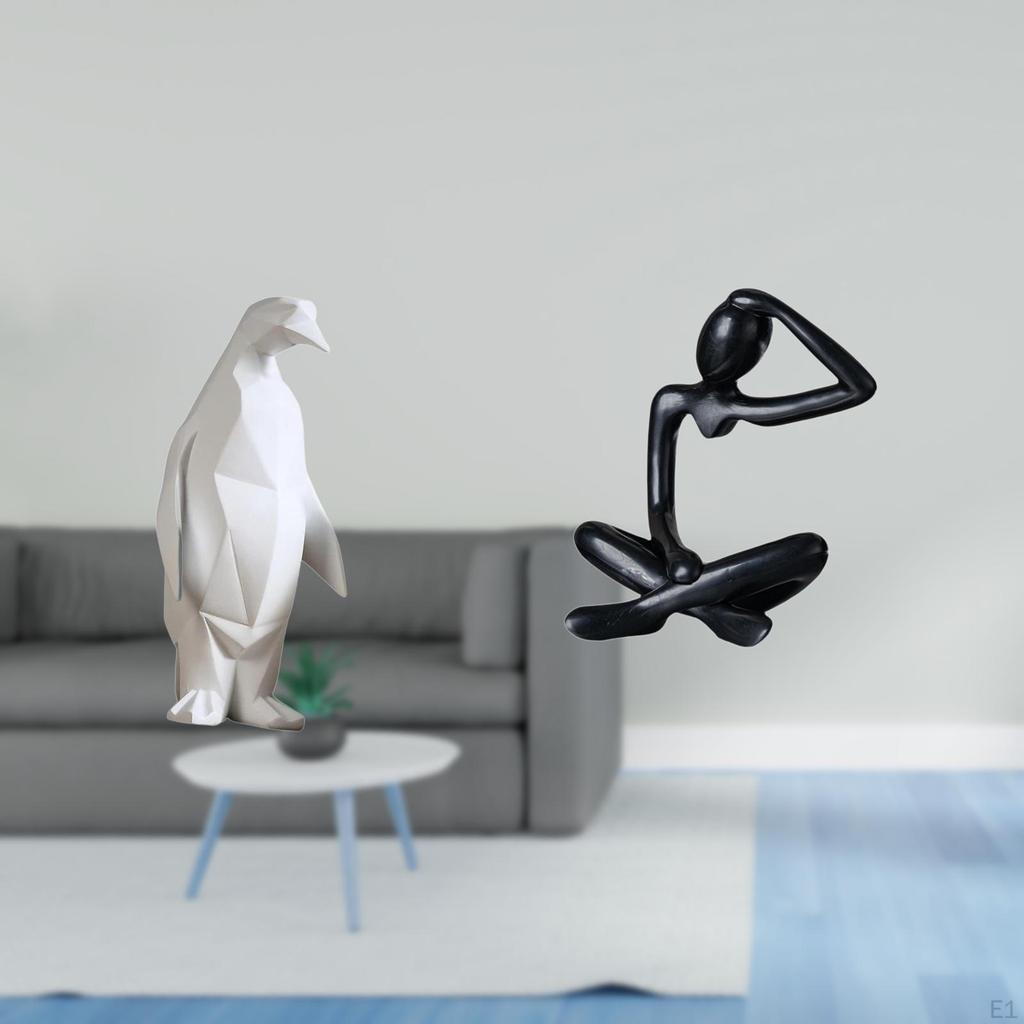 Penguin Thinker Resin Animal Abstract Sculpture Collectable Figurine Decorative Ornament Modern