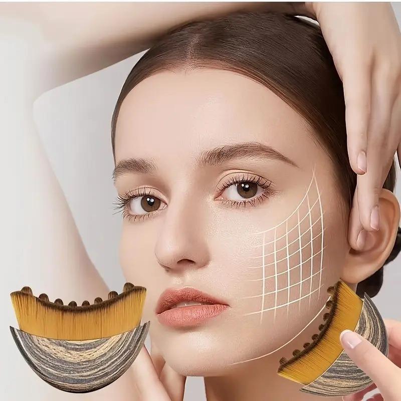 New Lymphatic Drainage Brush Face Contour Massage Brush for Eye Neck Body Crescent Shape