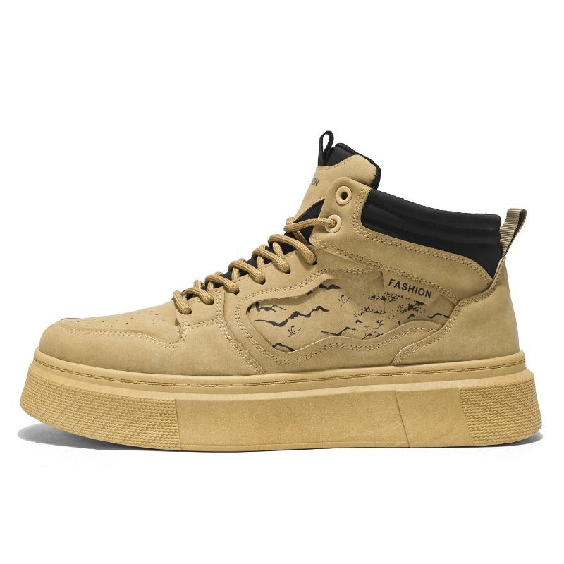 Autumn men's shoes new high-top little white shoes men's trend versatile platform sports shoes casual board shoes trendy shoes