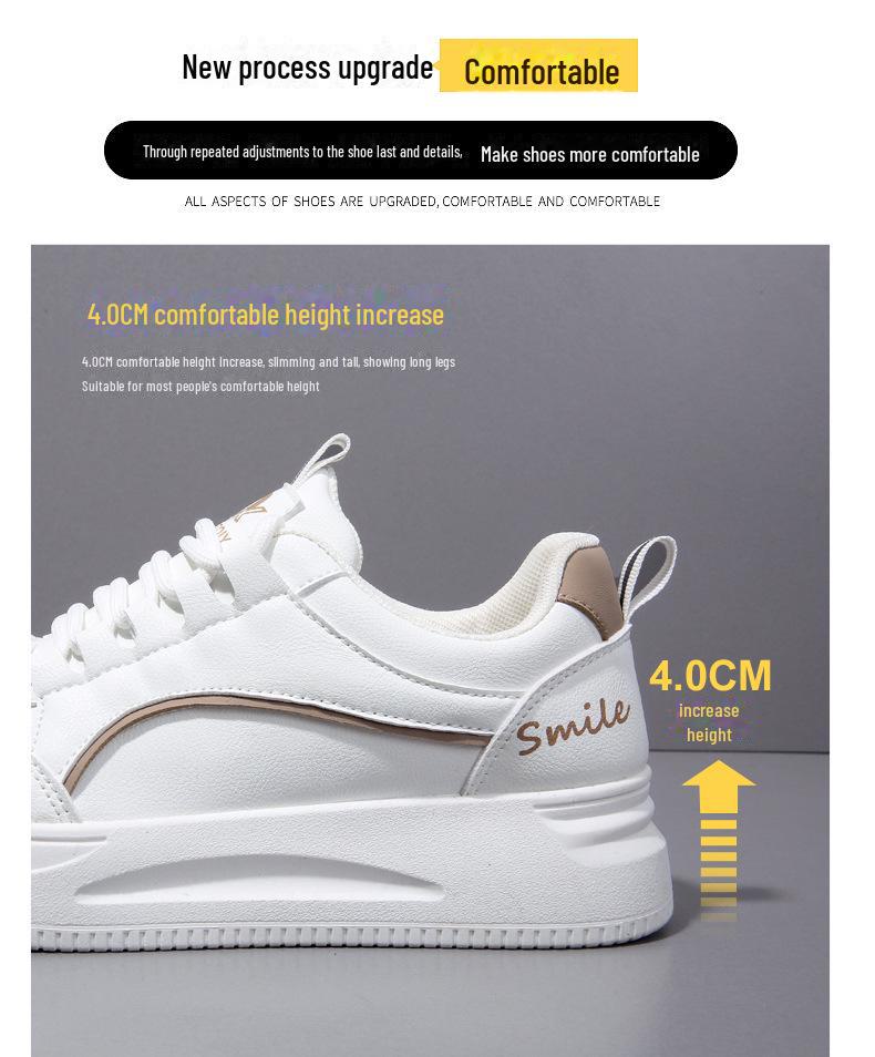 Women's 2024 Spring Thick-Soled White Fashion Sneakers