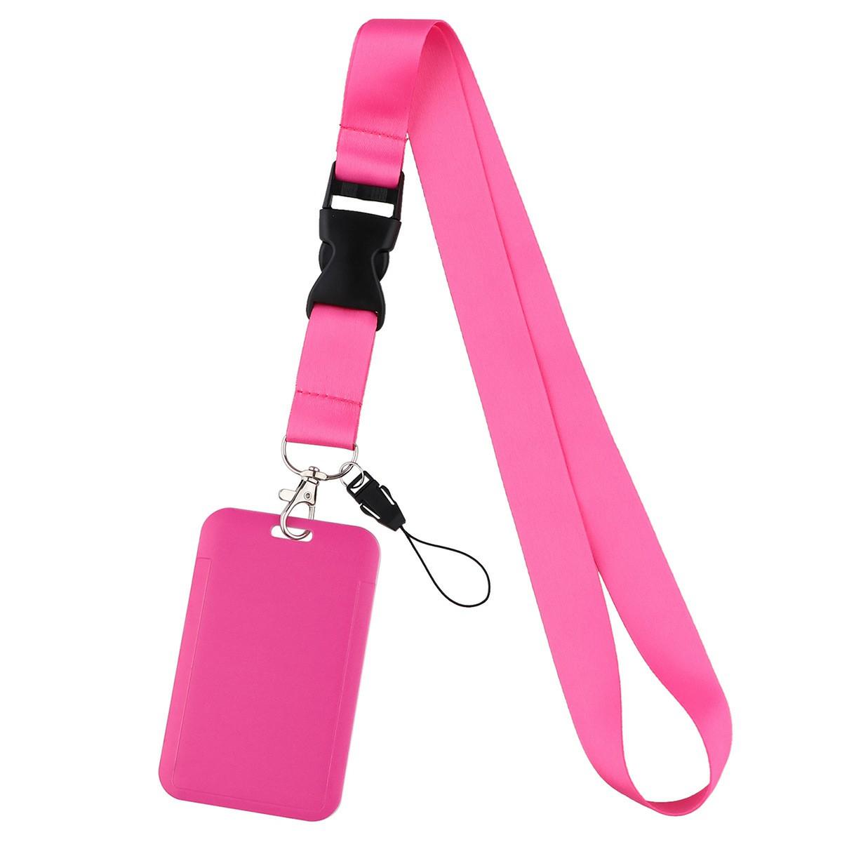 

YZ681 Phone Lanyard with Card Holder Solid Color Buckle Attachment for Exhibitions/Employee F