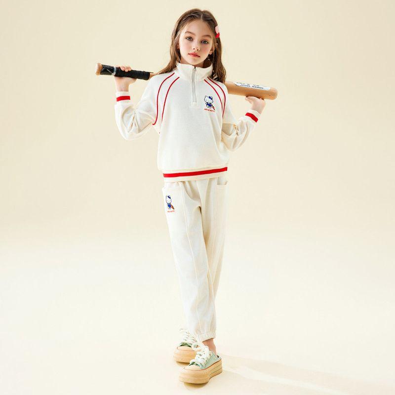 Hello Kitty Girls' Spring and Autumn Suit Kidsren's Casual Top 2024 New Style Girls' Sports Two-Piece Suit