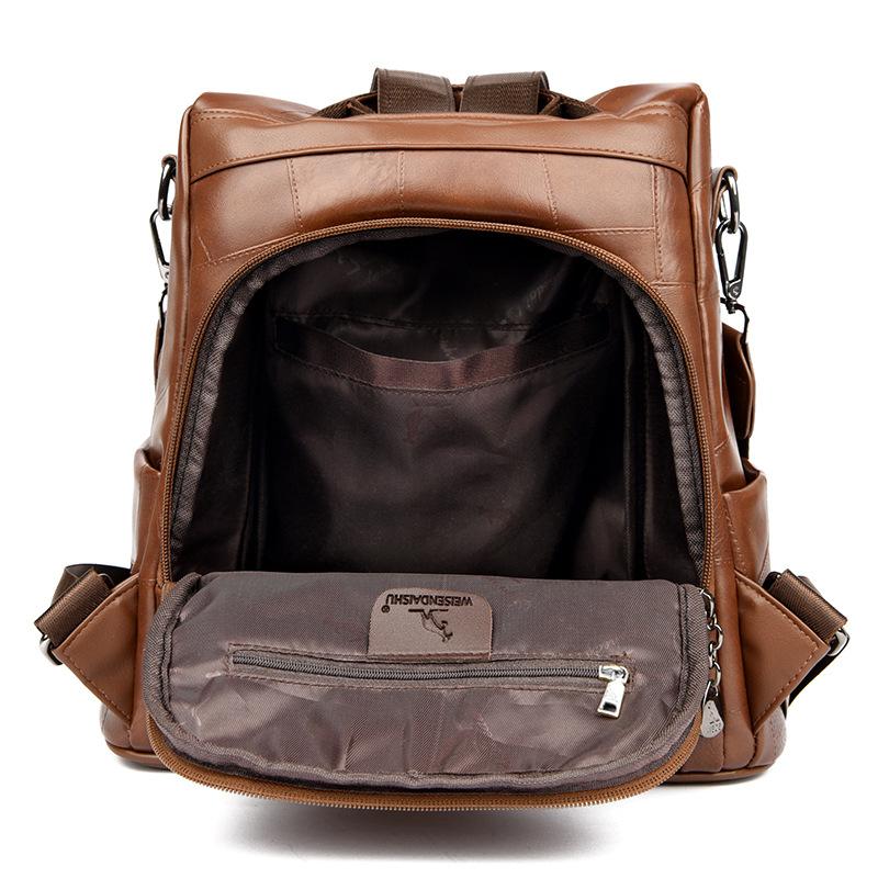 Mochila para mujer, de gran capacidad, de piel suave, para el hombro, para estudiantes, mochila de viaje