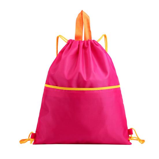 

Рюкзак для спортзалу Водонепроникний мішок для зберігання на шнурку з плечовими лямками Великої місткості Спортивний рюкзак для подорожей, піших походів, кемпінгу рожевий червоний колір