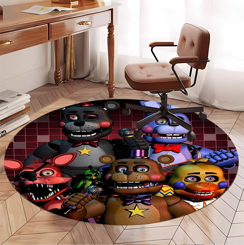 Five Nights at Freddy's Pattern Round Rug, Indoor/Outdoor Mat, for Picnic, Gameroom, Bedroom, Office, Living Room, Home Decor Carpet, Birthday Gift