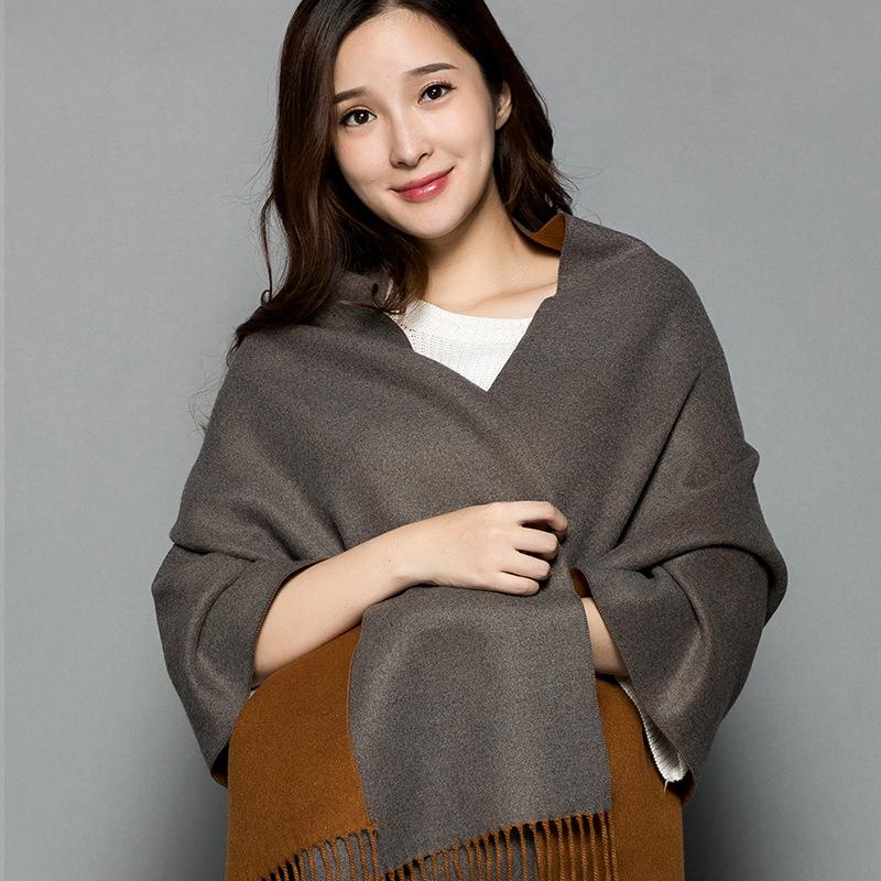Soft Faux Cashmere Double Sided Scarf Women Fashion Winter Warm Shawl