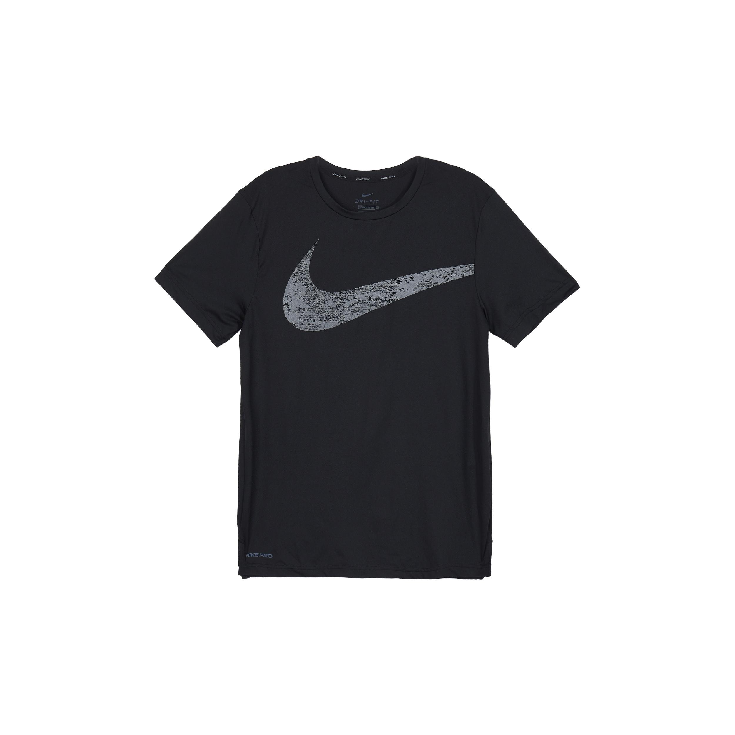 Nike Round Neck Training Short Sleeve Black Big Swoosh Men s CZ1355-010 M