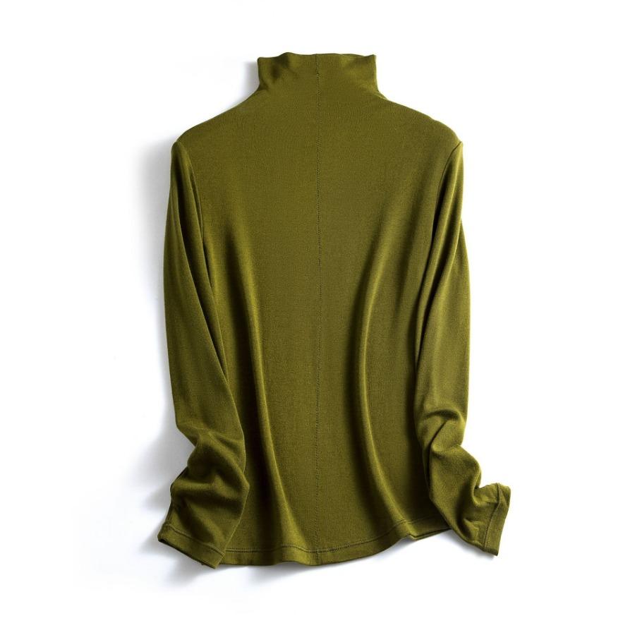 Cashmere Protein Essence Basic Shirt Women's Warm Pullover Iron Free High Collar Stacked Collar Underwear T Shirt Women