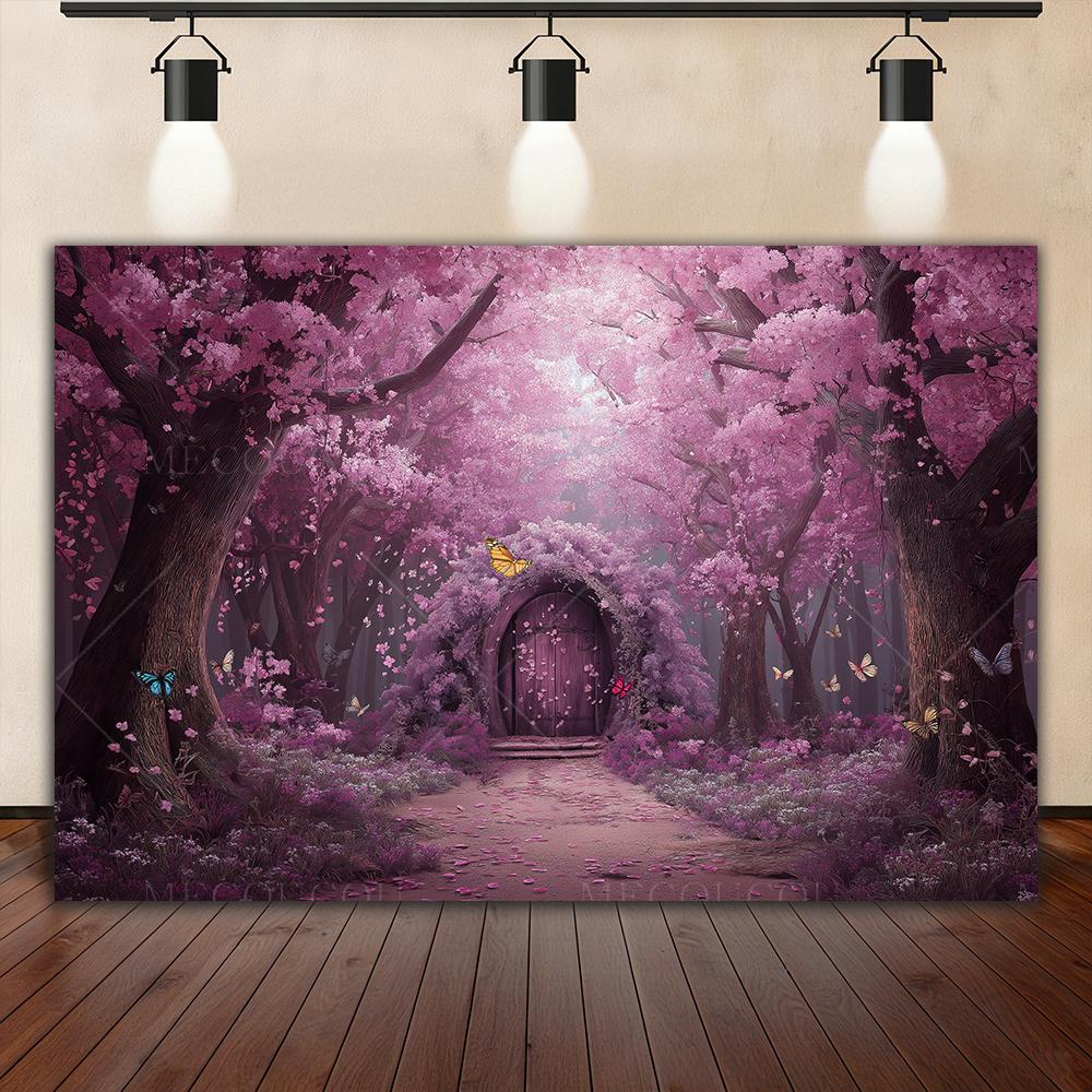 Dreamy Fairy Tale Forest Background, Natural Jungle Forest Wonderland Magic House, Children Birthday Party Photography Backdrop