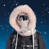 Winter mask, scarf, integrated hat, velvet, thermal ear protection, pullover hat, women's outdoor windproof face cover