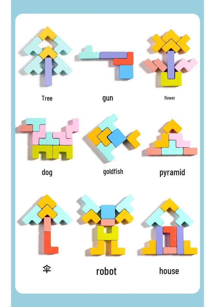3D Stereoscopic Tetris Puzzle Blocks: Multi-functional Wooden Board Game for Parent-Child Interaction.