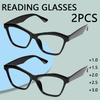 2pcs Women's Trendy Reading Glasses Fashion Blue Light Blocking Hyperopia Eyewear for Men Ladies Square Far Sight Eyeglasses