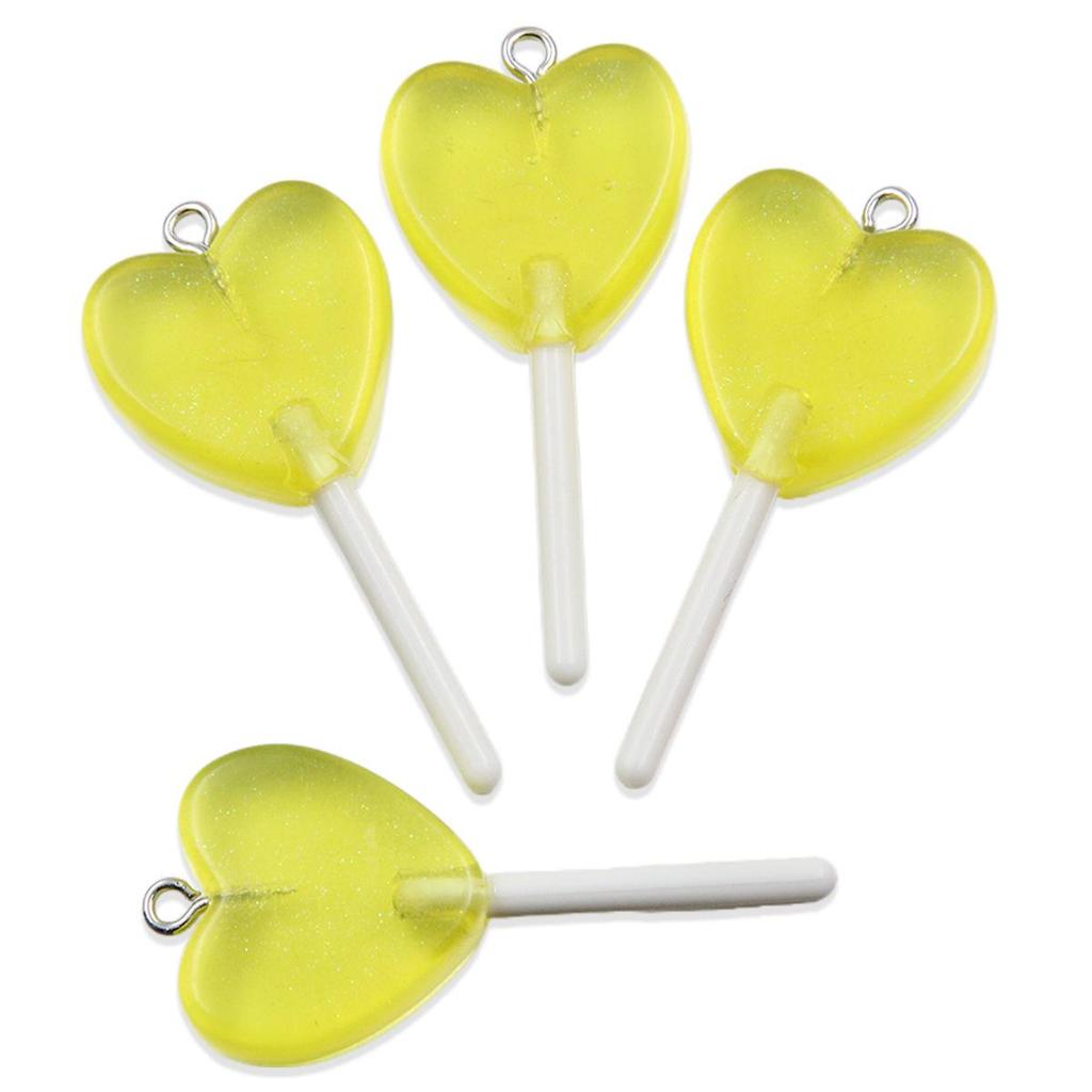 Handmade Glitter Lollipop Resin Star & Heart Pendants - Set of 3 DIY Color Sticks