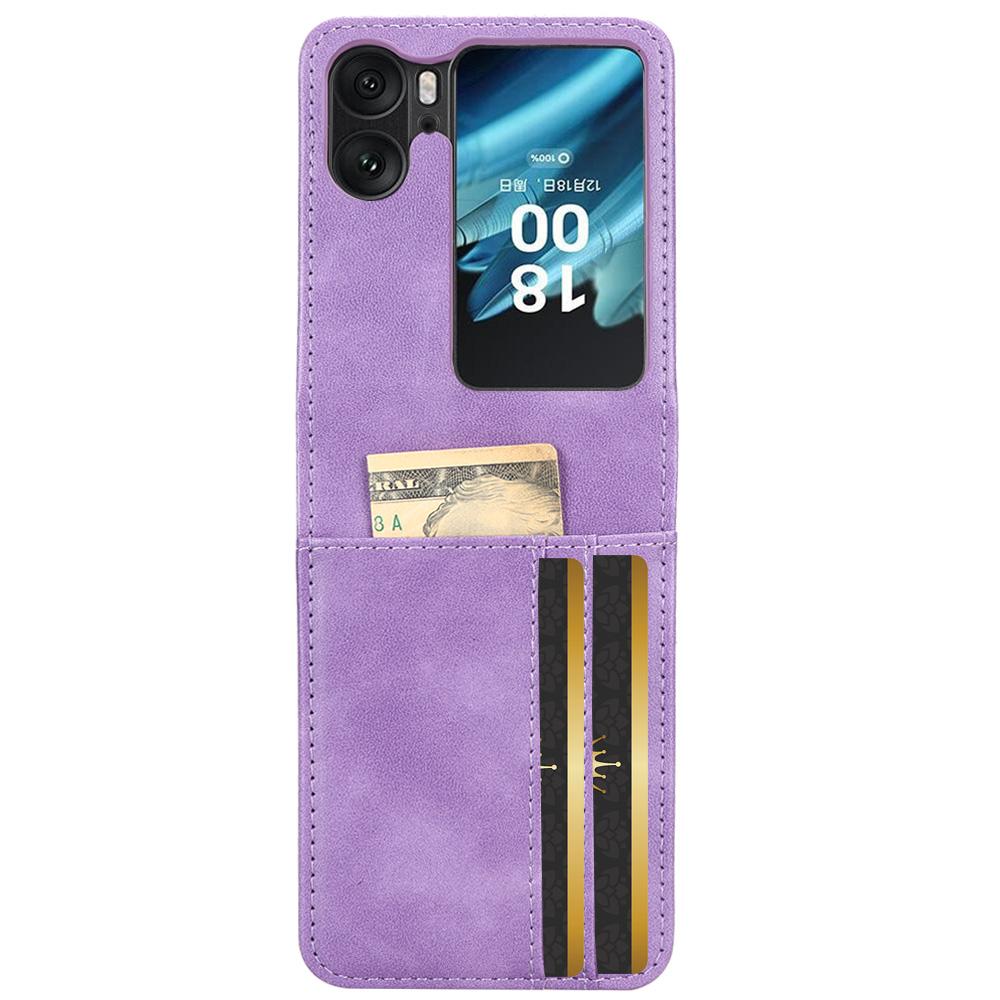 

For Oppo Find N2 Flip 5G PU Leather Folding Phone Case Card Slots Phone Cover Purple