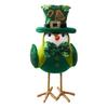 St. Sankt Patricks Dags Gosedjursfågelprydnad Stickad Hög Hatt Klöverbåge Grön Fågelfigur Hållbar Festbordsdekoration