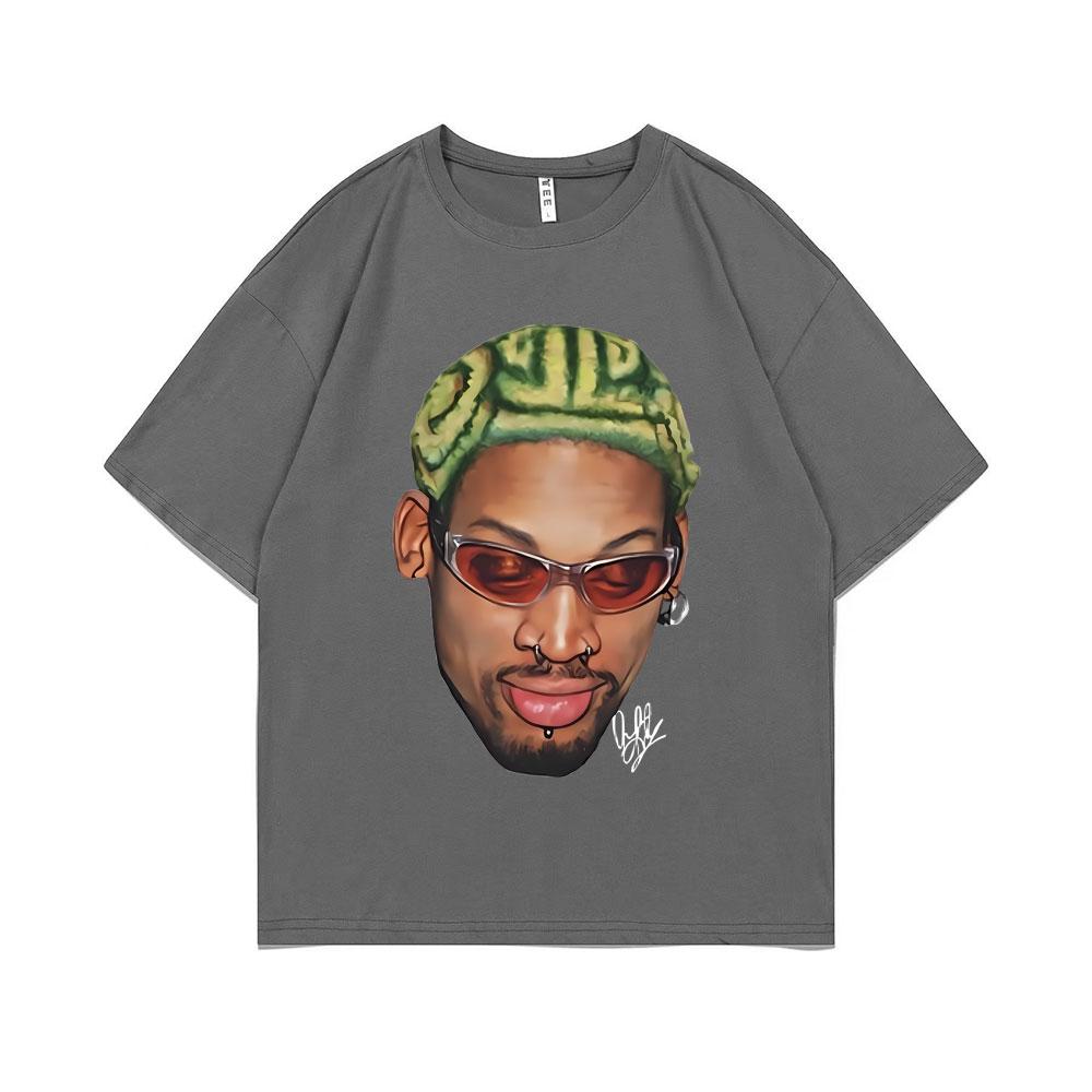 The Worm Dennis Rodman Big Face Graphic T-shirt Men Women Hip Hop Oversized  Basketball Boys T Shirts Unisex Vintage Casual Tees