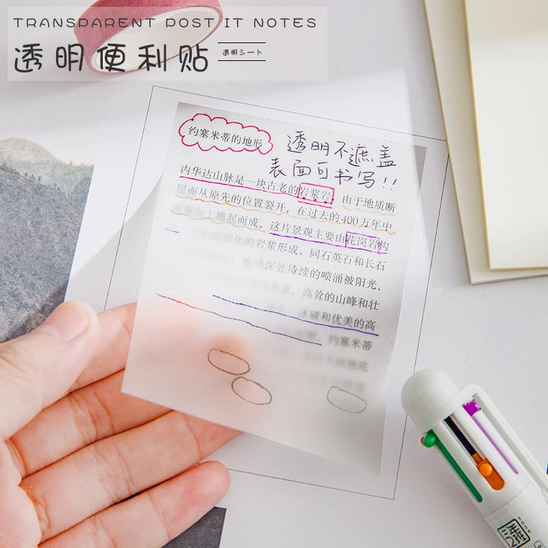 50 Sheets Transparent PET Sticky Note Students Memo School Office Supplies  Marks Sticker Waterproof