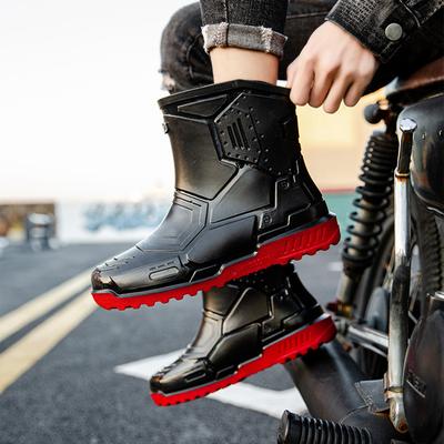 2024 Men Ankle Platform Rain Boots Spring New Nonslip Waterproof Shoes Solid Color Middle Barrel Rainboots Fishing Shoes