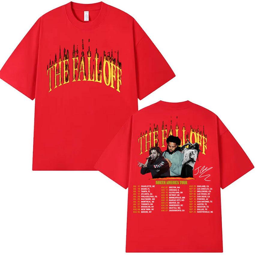 J.Cole The Fall Off Tour Album 2026 Graphic T Shirt Unisex s Retro Oversized Cotton T-shirts Hip Hop Clothing Short Sleeve T-shirt S