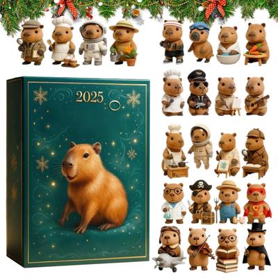 2025 Christmas Calendar Capybara Tree Pendant Capybara Advent Calendar Countdown 24 Days Acrylic Ornament Party Favor