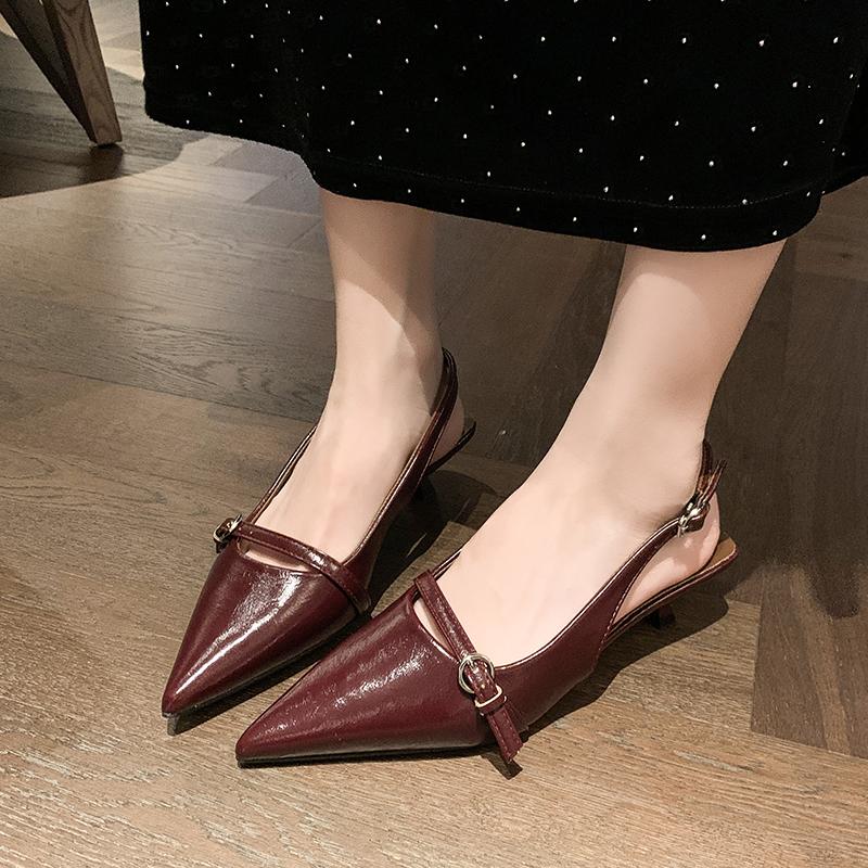 

Новые весенне-летние туфли-лодочки с острым носком и открытой пяткой, на шпильке с ремешком для женщин 40 красный