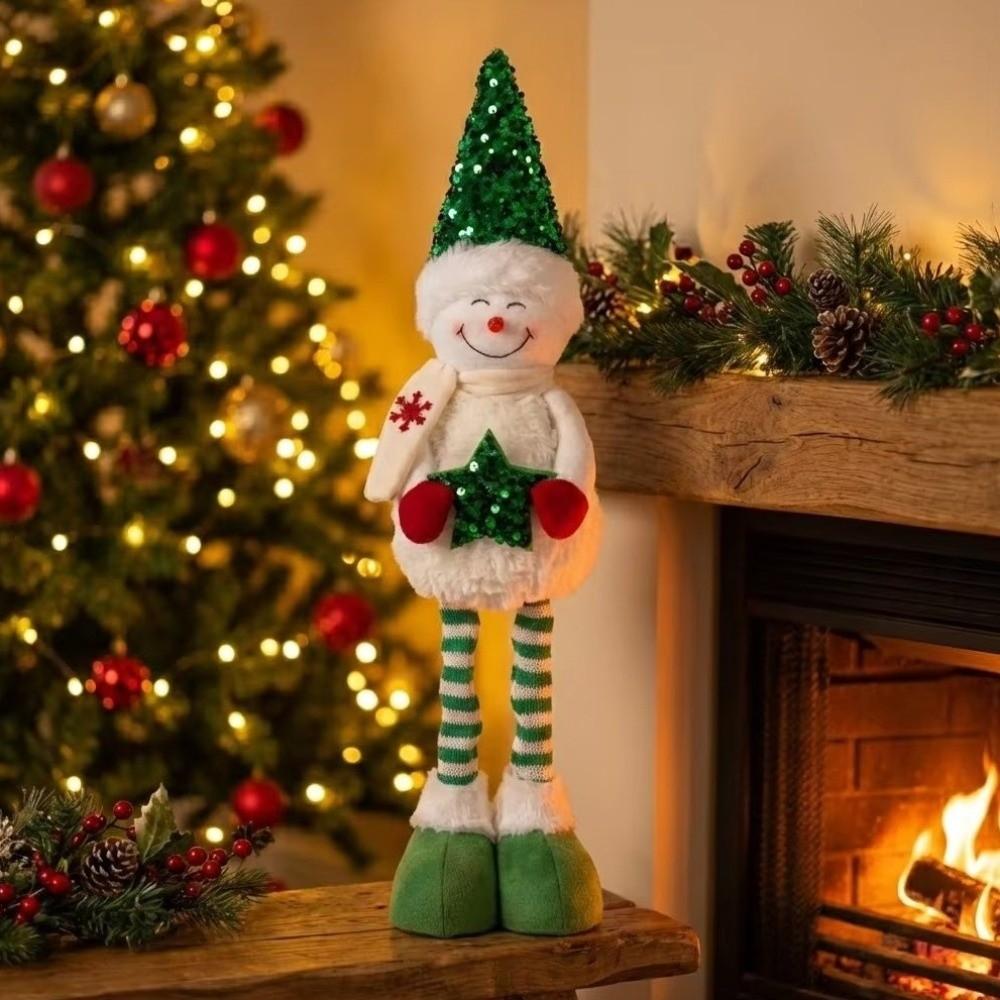 Stretchable Christmas Standing Snowman Sequined Telescoping Snowman Figurine Gifts Giving