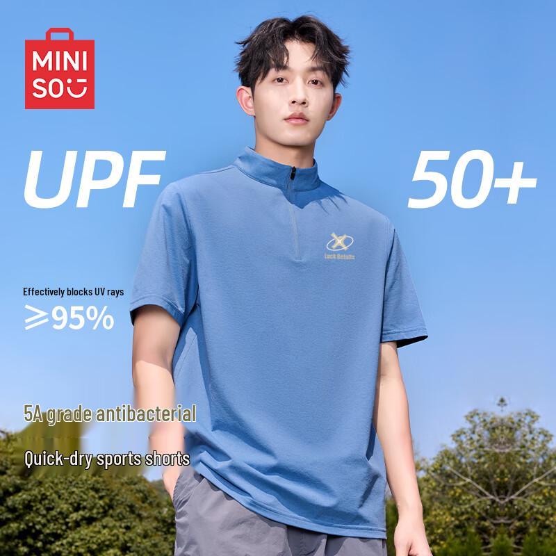 MINISO Men s Quick-Dry UPF50+ Stand-Collar Short-Sleeve T-Shirt L