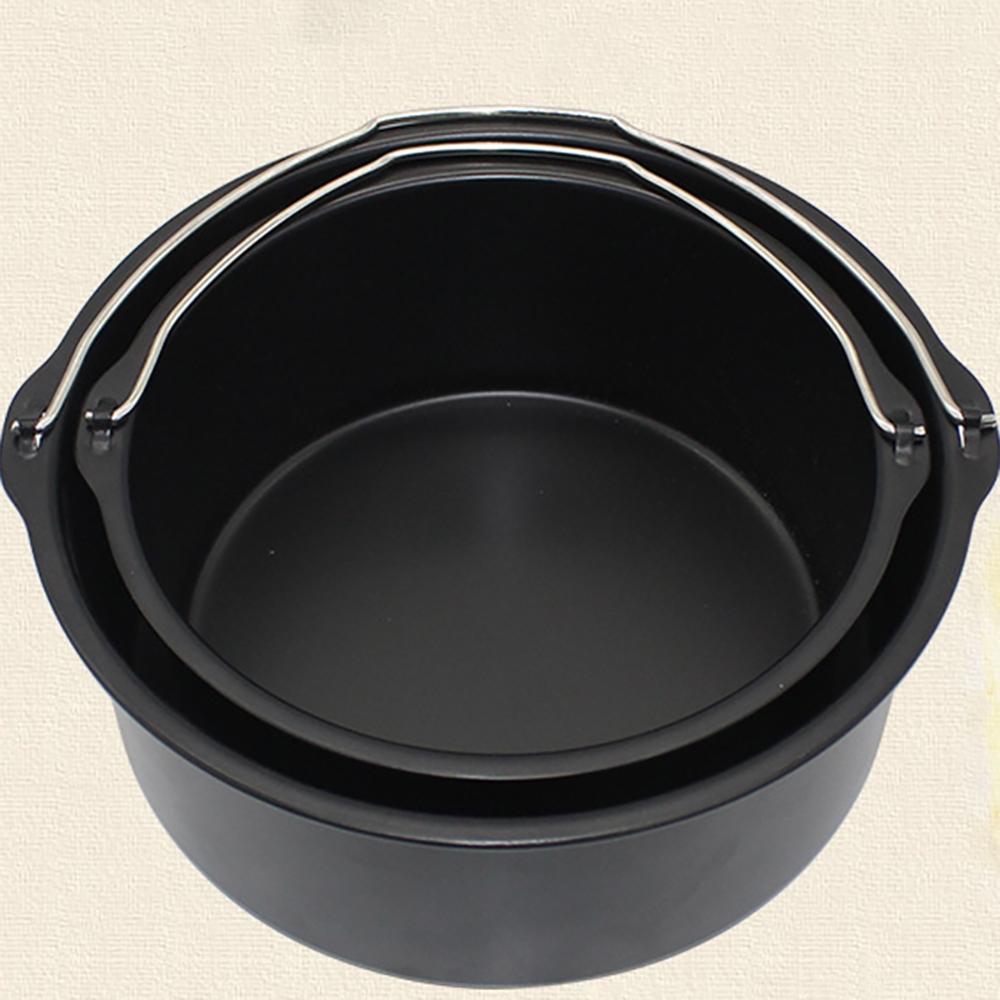 Sleek Black Carbon Steel Pan for 678Inch Round Cake for Air Fryer