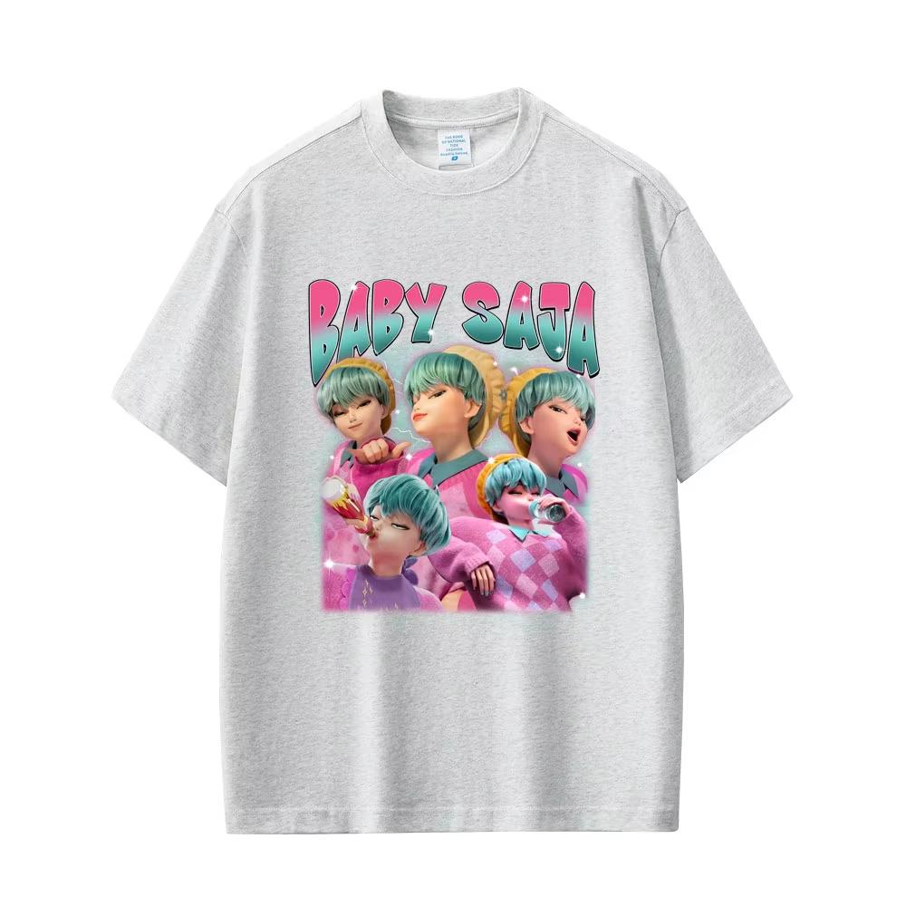 

K-pop Истребители демонов Графическая футболка Топы Каваи Милый Саджа Принт для мальчиков Футболки Ed Мужские Женские Мультяшная Мода Тренд Футболка Уличная одежда 4XL