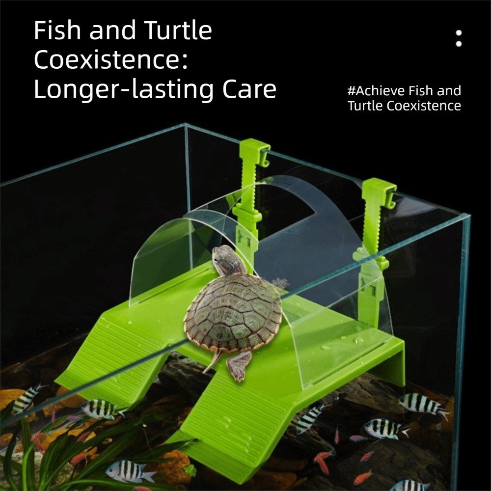 Anti-Escape Cover Turtle Basking Platform with Hooks Aquarium Basking Platform Reptile Enclosure