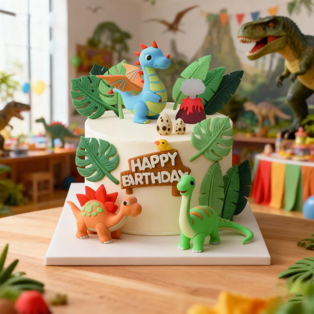 24PCS Dinosaur Cake Topper, Dinosaur Eggs Leaves Grasses Cake Decorations for Safari Animal Themed Birthday Party Supplies