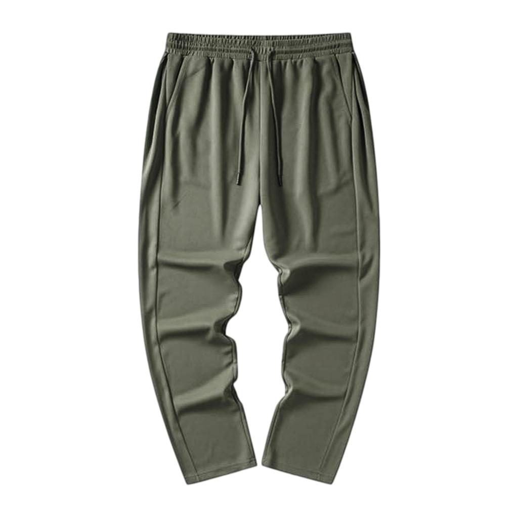 Pantalones de Hombre con Bolsillos y Cordón Pantalones Deportivos Casuales de Pierna Recta