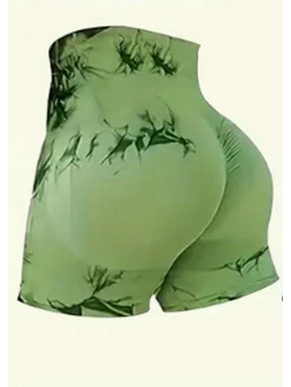 European & American Tie-Dye High-Waist Quick-Dry Yoga Shorts: Seamless, Elastic, Hip-Lifting, Fitness-Ready