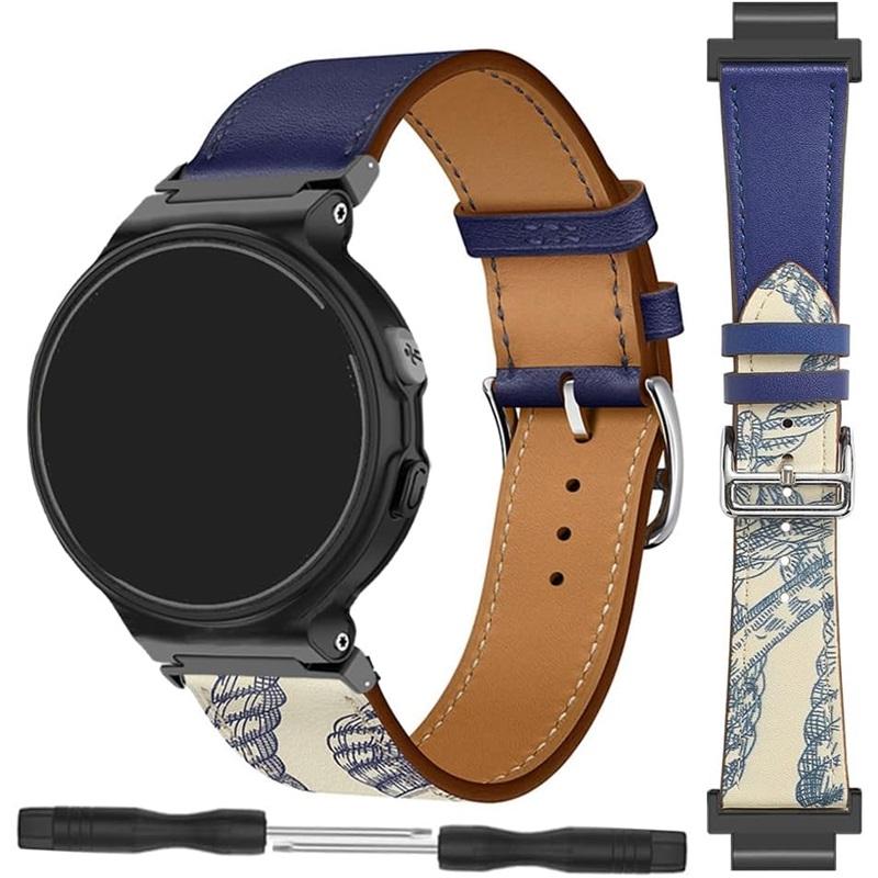 Leren band voor Garmin Forerunner 235 735 XT 230 220 630 620 stikkleur horlogeband voor Approach S20 S6 polsband armband metalen connectoren