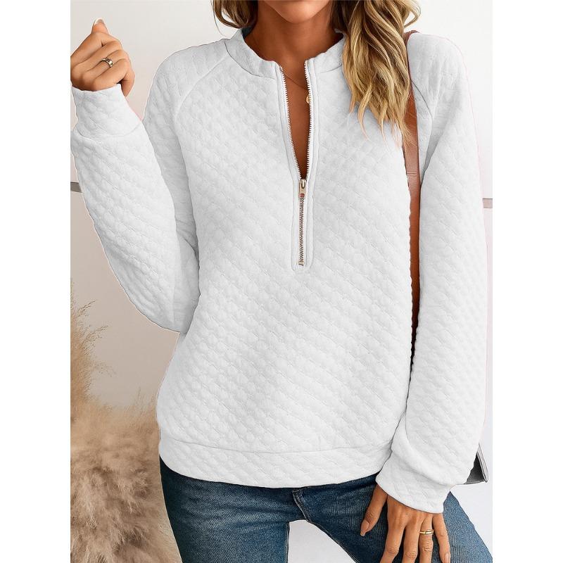 TIFICY Women s Fashion Casual Solid Color Print Spring Fall Long Sleeve O-Neck Pullovers & Long Sleeves S белый