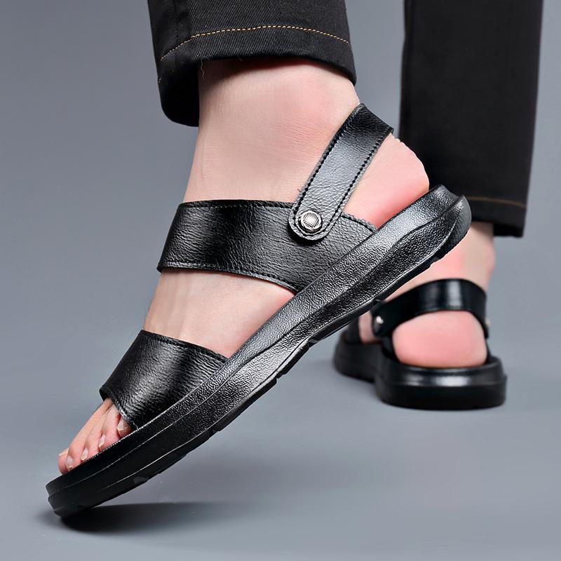 Fashion Summer Mens Business Leather Casual Sandals Soft Sole Comfort Men Leather Outdoor Beach Sandals Fashion Designer Senior Sandals