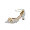 Fashion Shoes Women High Heels Women Wedding Shoes Bride Shoe Ladies Pumps Sandals Pearl Ankle Buckle Elegant Dress Women Heeled Shoes