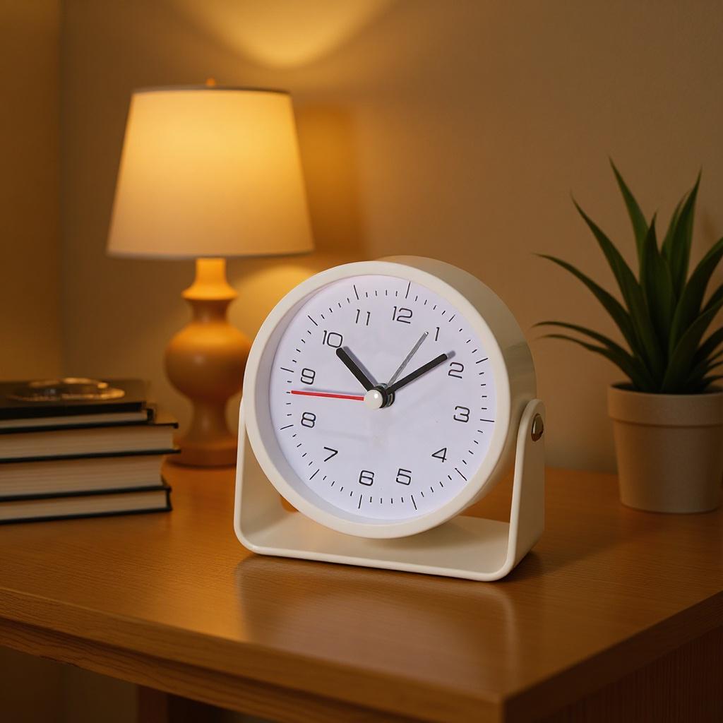 Children s Silent Quartz Alarm Clock - Student Desk & Wall Clock with Battery Power Standard Packaging грязно-белый
