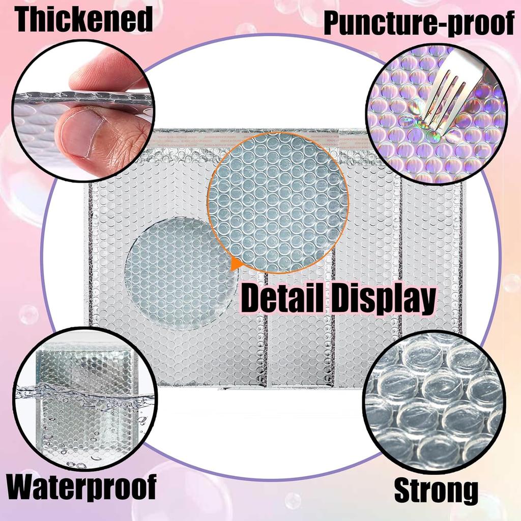 20 PCS Thermal Bubble Mailers,8x11 Inch Padded Envelopes,Metallic Bubble Mailers,Waterproof Shipping Bags,Self Sealing Foil Mailing Envelopes for