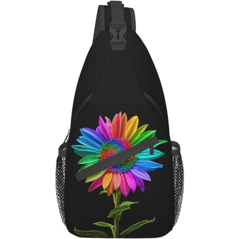 

Сумка-слинг Sunflower, сумка через плечо, рюкзак, нагрудная сумка, легкая сумка на плечо для женщин и мужчин для путешествий, походов, спортзала чёрный
