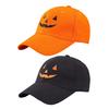 Halloween Baseball Hat Halloween Embroidered Pumpkin Face Baseball Cap Breathable Adjustable Outdoor Sun Hat
