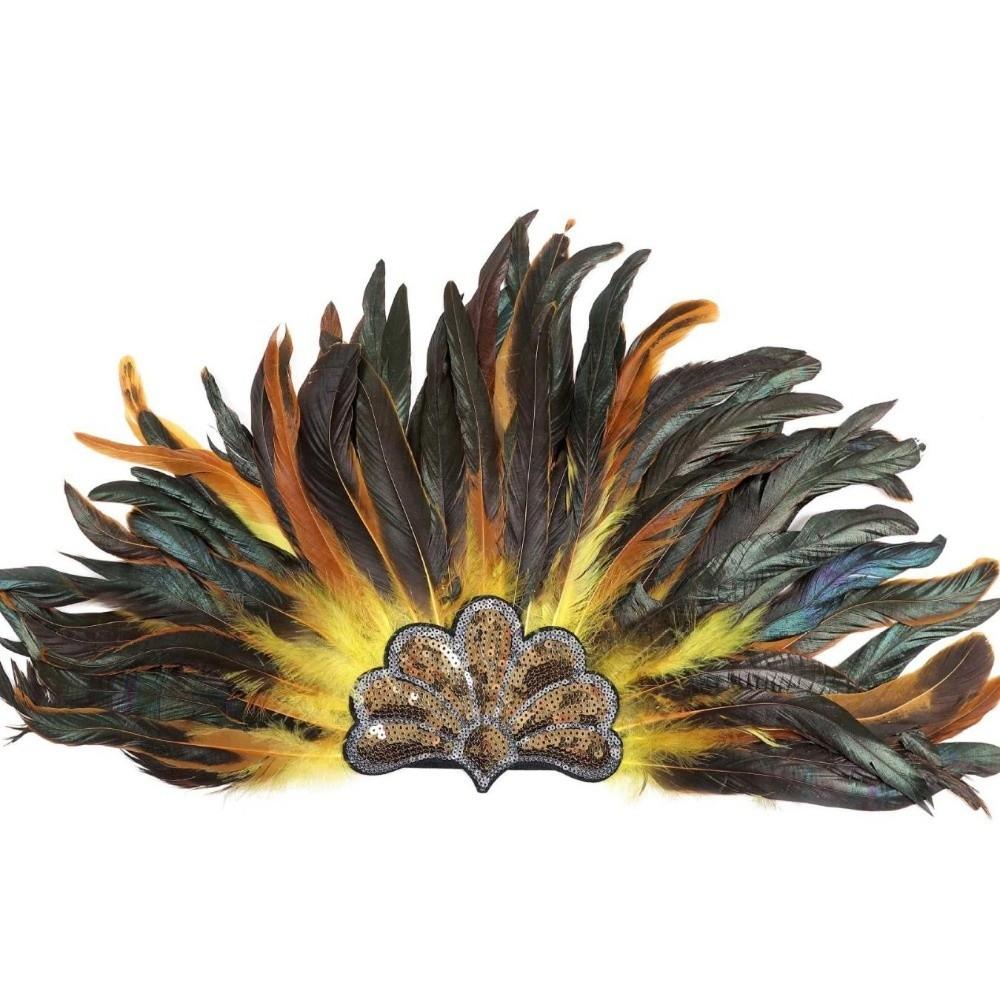Stage Performance Feather Headpiece Colorful Hair Band New Feather Headdress Carnival Events жёлтый