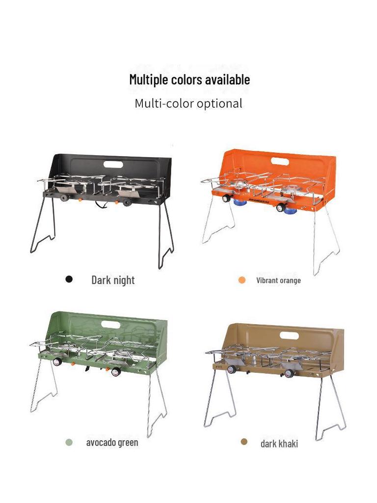 Outdoor Camping Double-Burner Gas Stove for Car Self-Driving
