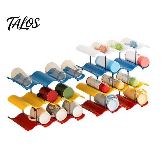 Cup Storage Rack, Multi-Layer Stacking Organizer, with Wavy Slot Design, Space Saving Desktop Bar Storage for Mugs Glasses Coffee Cups