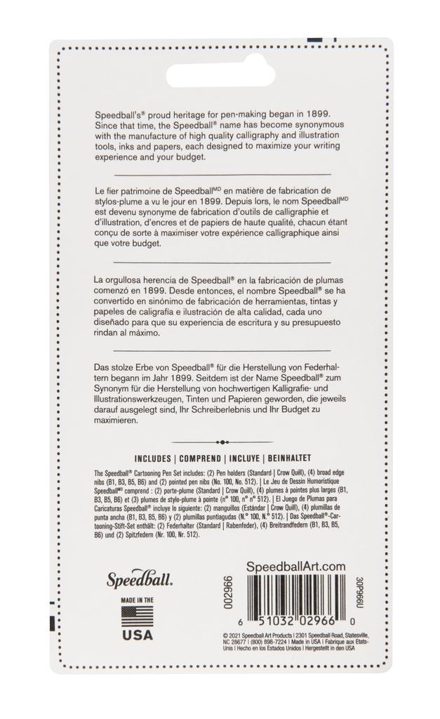 Speedball Cartoon Pen Set 2 Pen Holders 4 Nibs 2 Tips 1 Piece Drawing Pen Set (1 Pack)