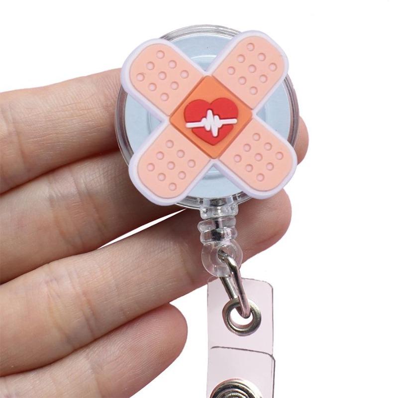 Fivela retrátil médica dos desenhos animados médico enfermeira licença de trabalho cordão criativo fácil de puxar fivela certificado marca nome